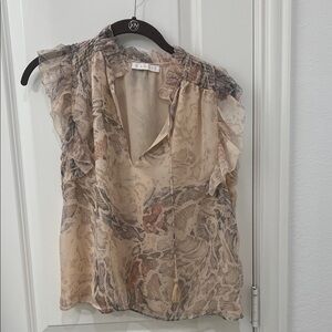 Karlie Cream and Brown Patterned Blouse